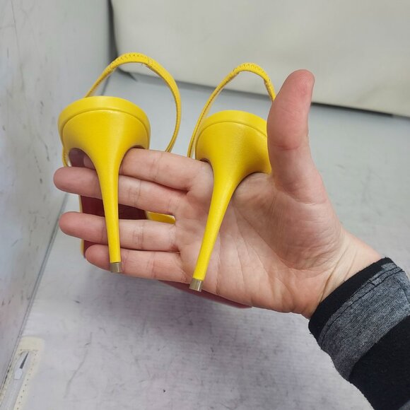 Christian Louboutin O Marylin Leather Yellow Strappy Heel Sandal - Picture 10 of 13